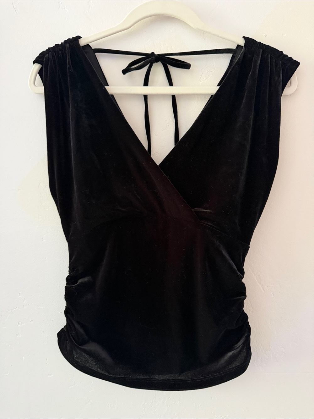 LOFT Black Velvet V-Neck Tie-Back Camisole